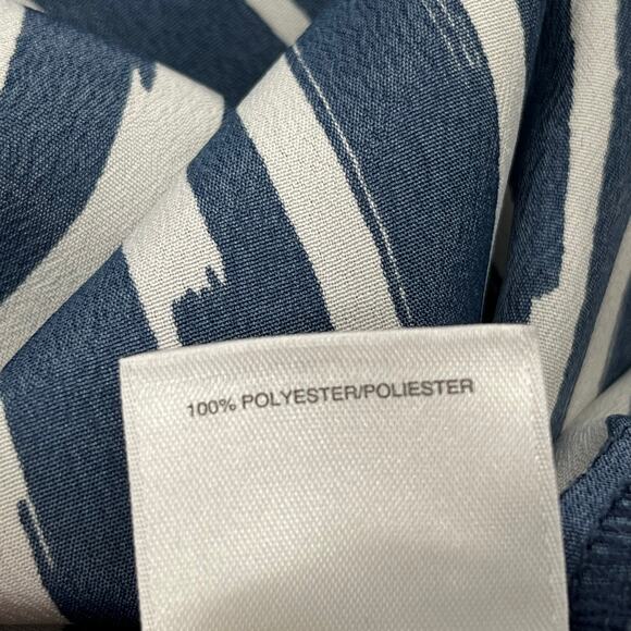 Ann Klein Blue White Stripe Roll Sleeve Lightweight Beach Summer Button Up Shirt - Picture 8 of 10